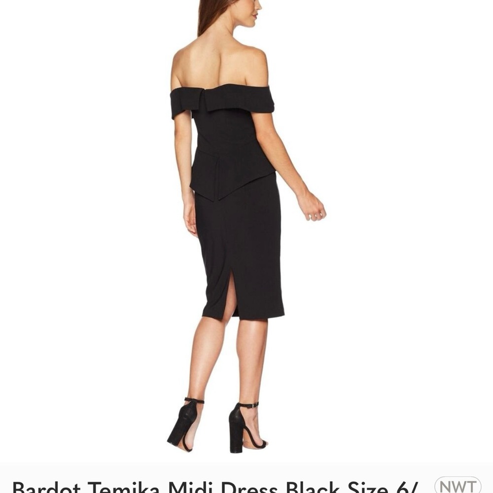 Bardot Black Off-Shoulder Sheath Midi Dress